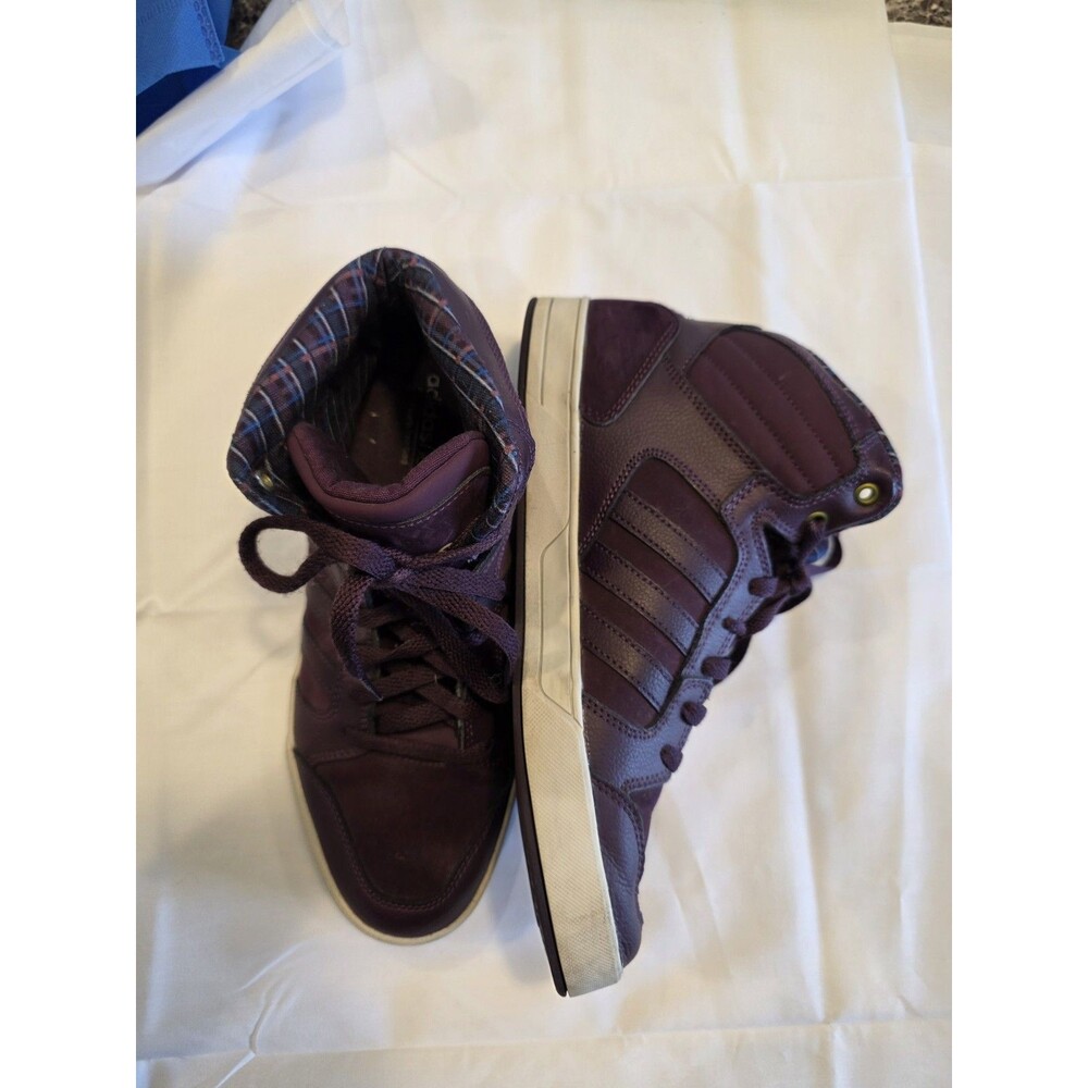 adidas NEO Raleigh AW5415 Lace Up High Top Sneakers Purple Leather Athletic